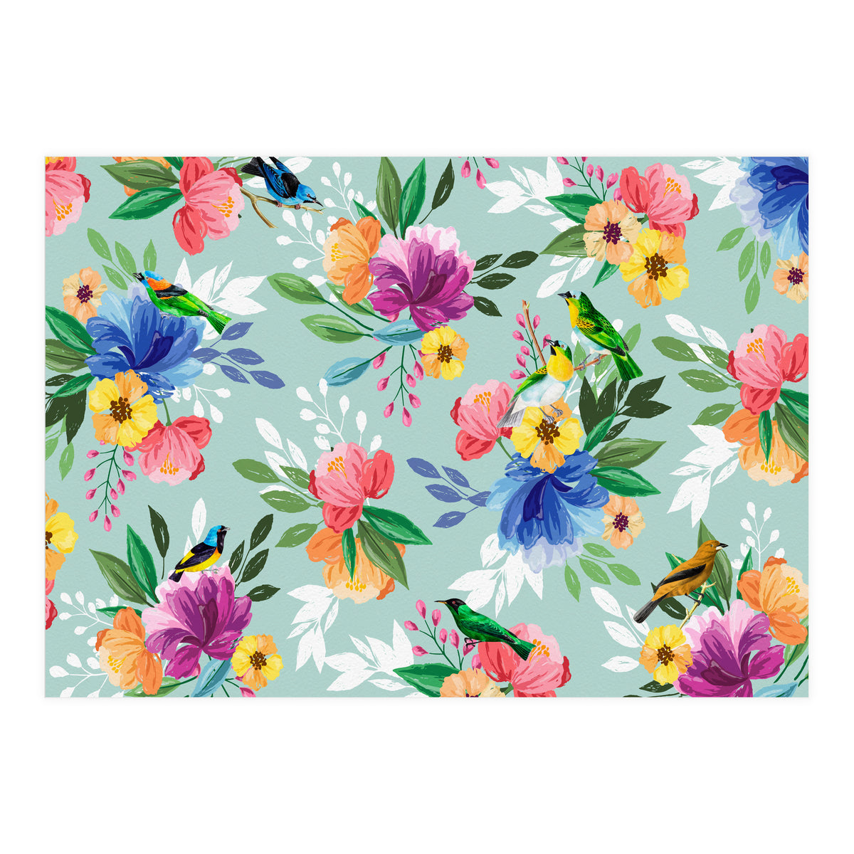 Flowers Birds (Print Only)