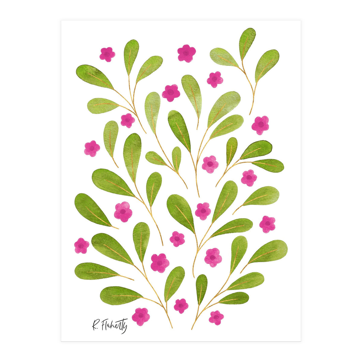 Springtime Floral | Pink and Green (Print Only)
