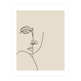 Looking Back : Moon Eyes, Abstract Face Line Art, Minimal Drawing Sketch People Scandinavian Neutral (Print Only) thumbnail