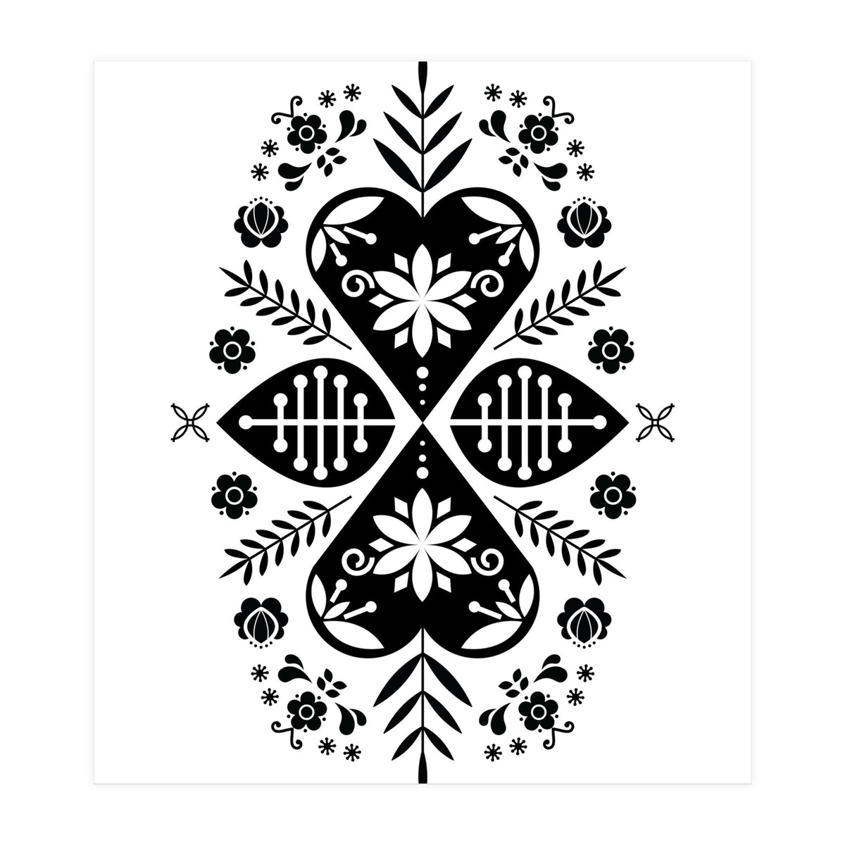 Scandinavian Folk Pattern Monochrome (Print Only)