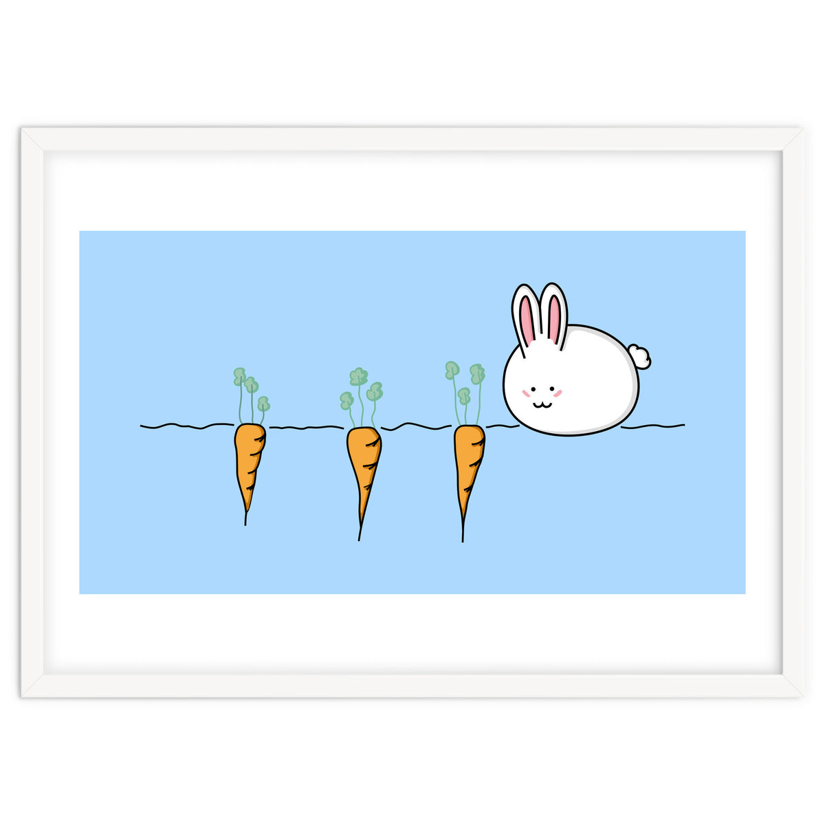 Kawaii Cute Rabbit With Carrots