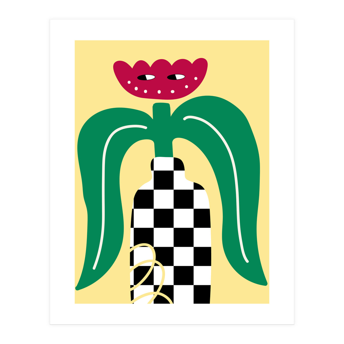 Flower Character in Checker Vase (Print Only)