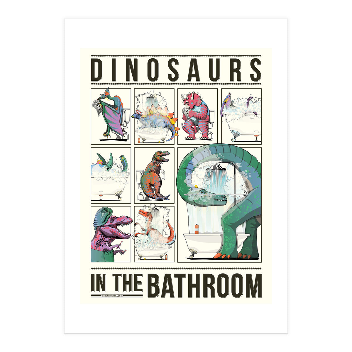 Dinosaurs in the Bathroom, Funny Toilet Humour (Print Only)