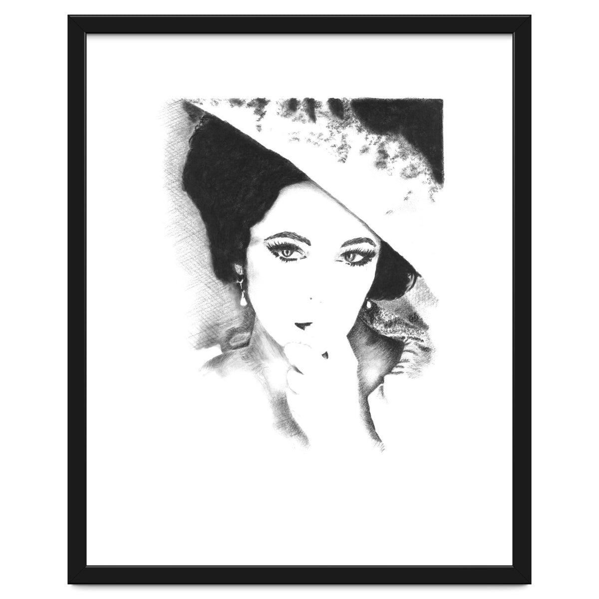 'Liz' - Elizabeth Taylor Charcoal Portrait