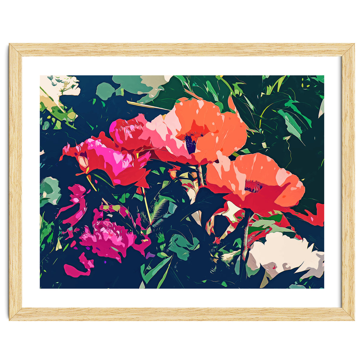 Where Darkness Blooms, Dark Floral Botanical Painting, Eclectic Blush Plants Garden Nature Flowers