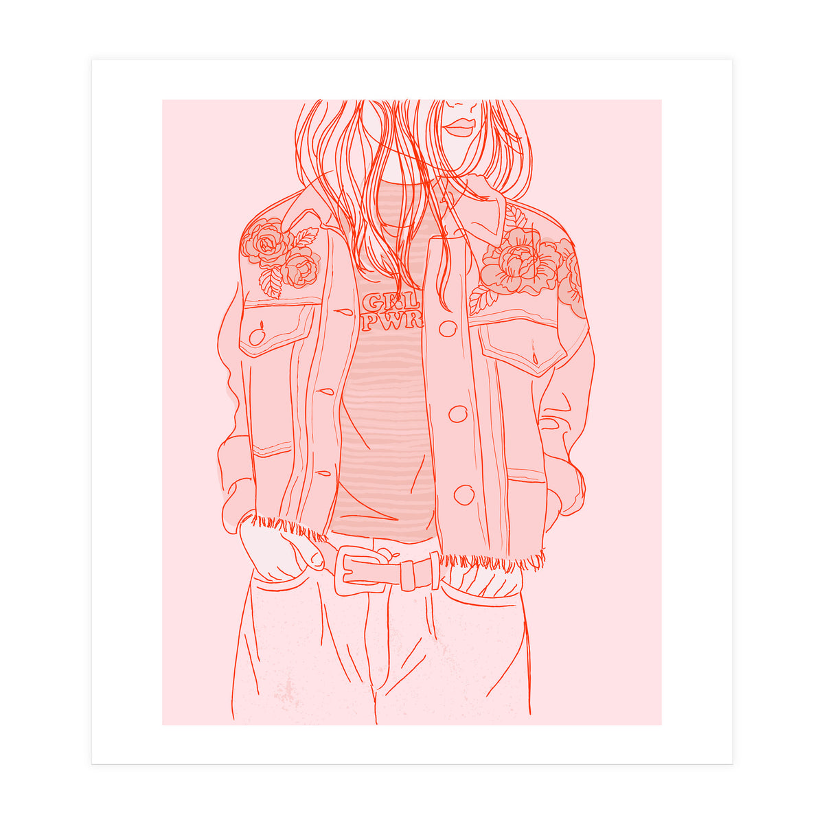 Pink Jeans Jacket  (Print Only)