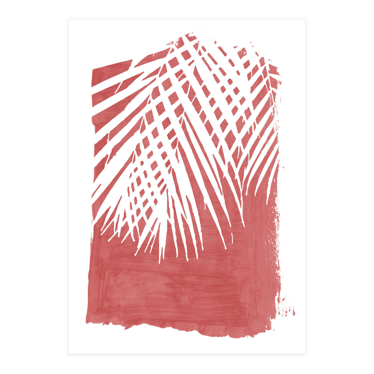 Palm Leaves On Red (Print Only)
