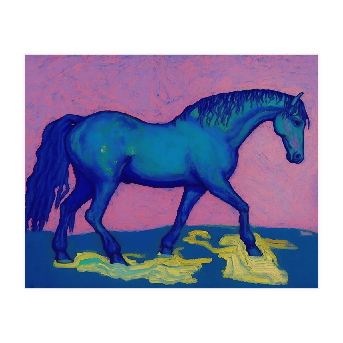 Blue Horse Abstract Painting (Print Only)