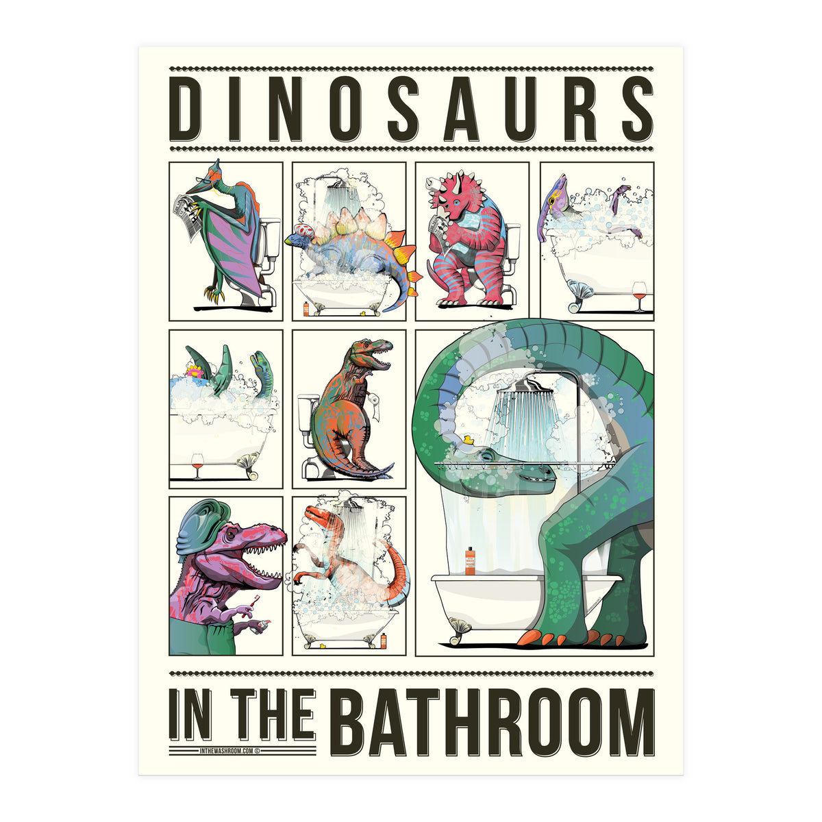 Dinosaurs in the Bathroom, Funny Toilet Humour (Print Only)