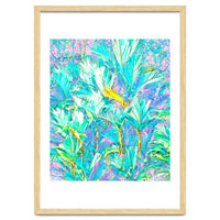 Palm Garden, Tropical Nature Jungle Botanical Painting, Bohemian Intricate Pastel Forest
