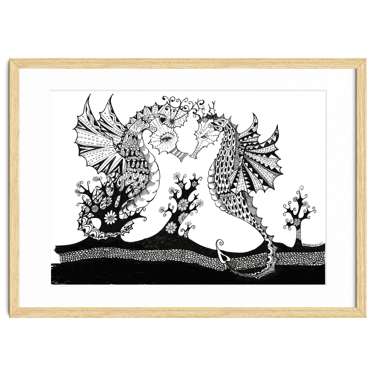 Seahorse Dragons Love Illustration
