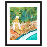 The Wild Side, Human & Nature Connection, Woman With Cheetah Cat, Tiger Painting thumbnail