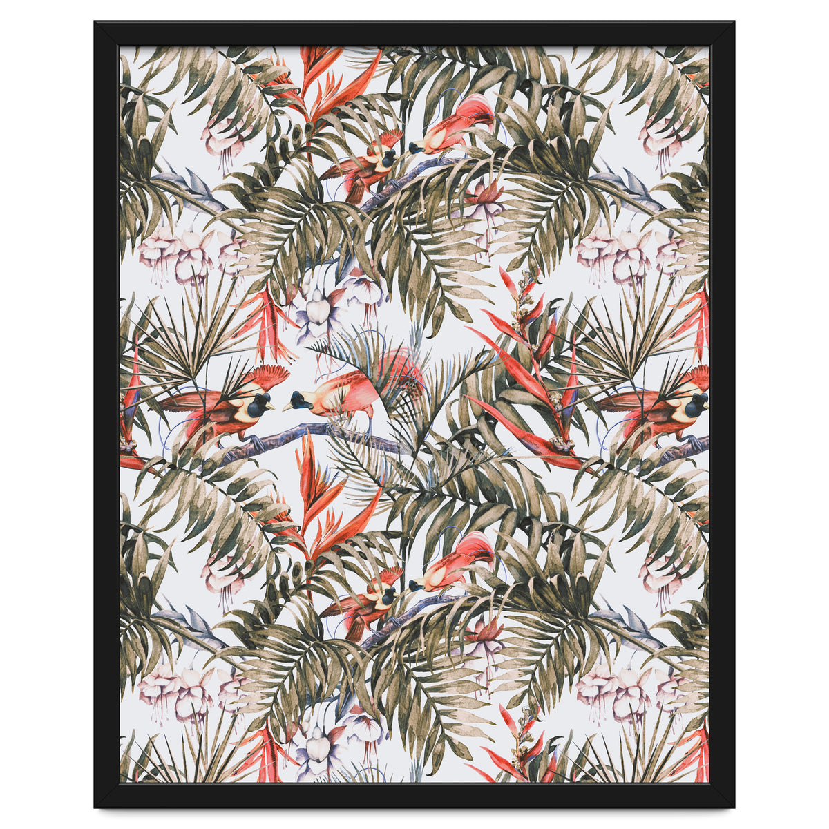 Exotic birds in the jungle paradise