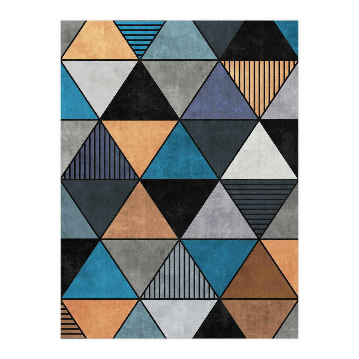 Colorful Concrete Triangles 2 - Blue, Grey, Brown (Print Only)