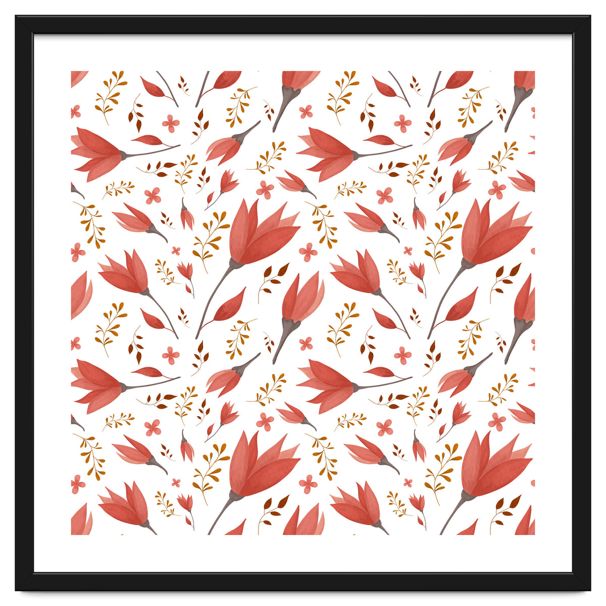 Delicate Autumn Floral Gouache Pattern Collection I