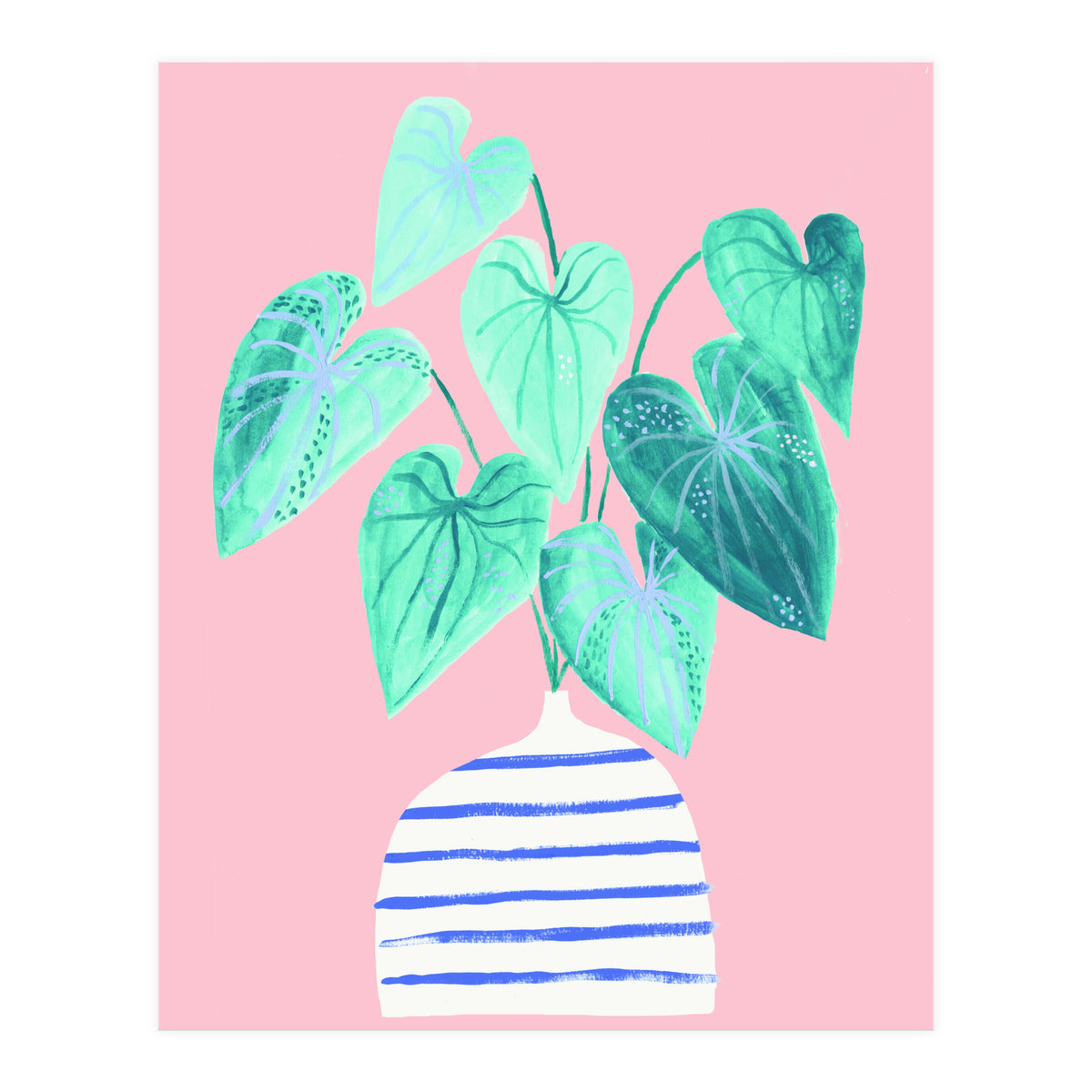 minimal house plant painting in stripy vase (Print Only)
