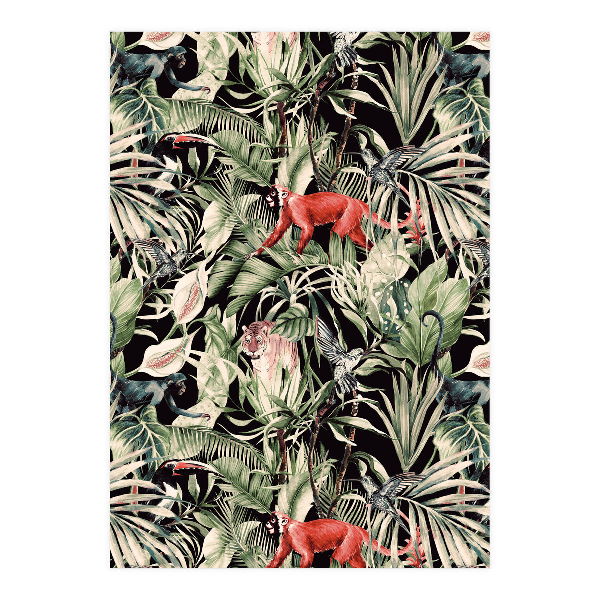 Animals In The Dark Of The Jungle (Print Only)