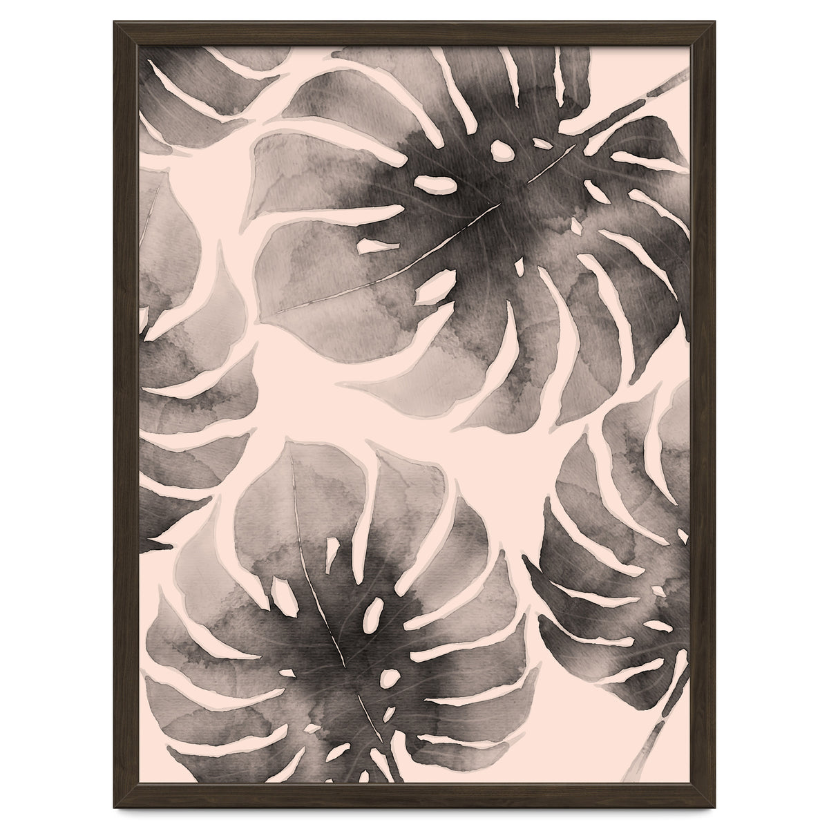 Monstera pink and gray watercolor