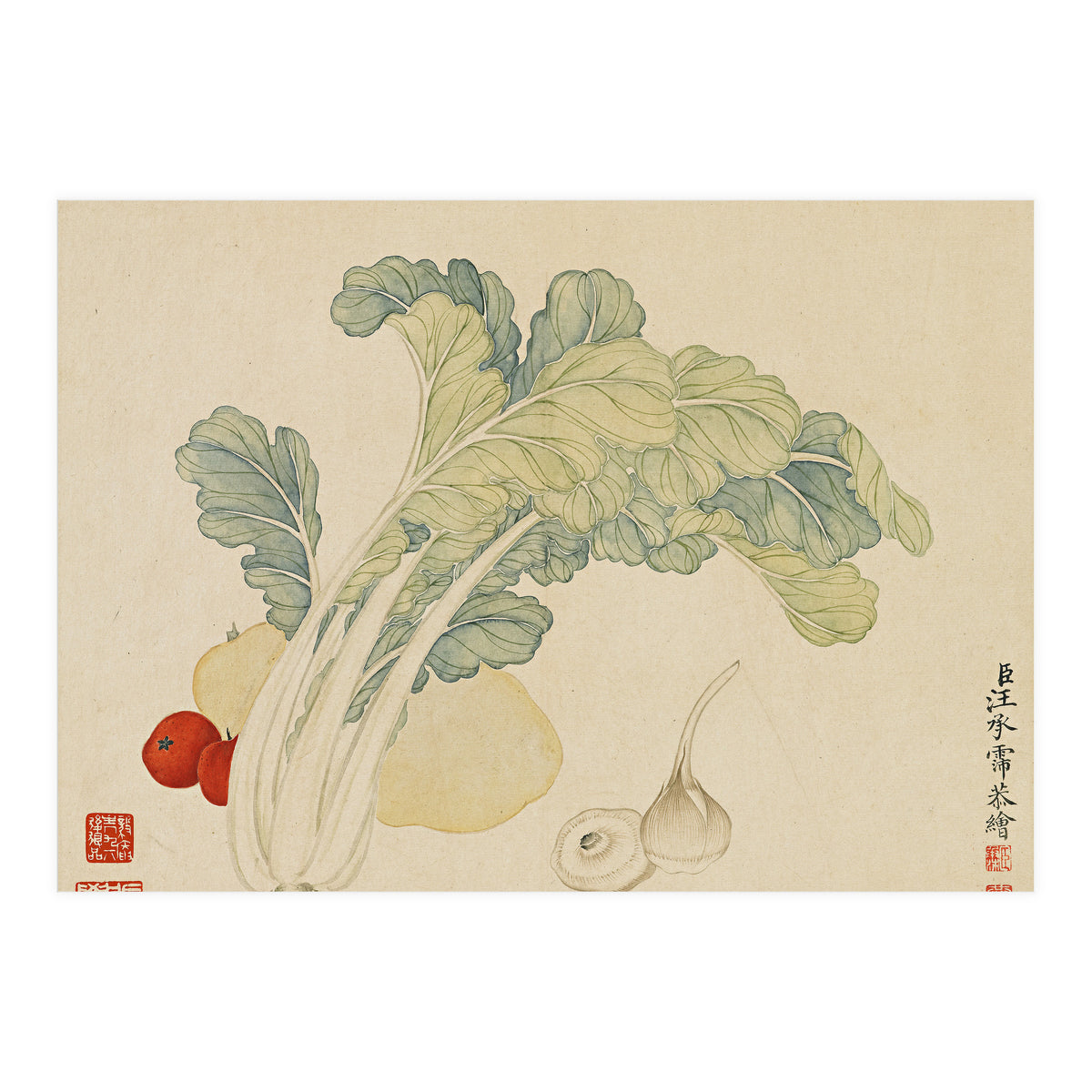 Wang Chengyu ~flowers, Vegetables, Chinese Cabbage, Potatoes, Garlic, Tomatoes, Vegetables (Print Only)