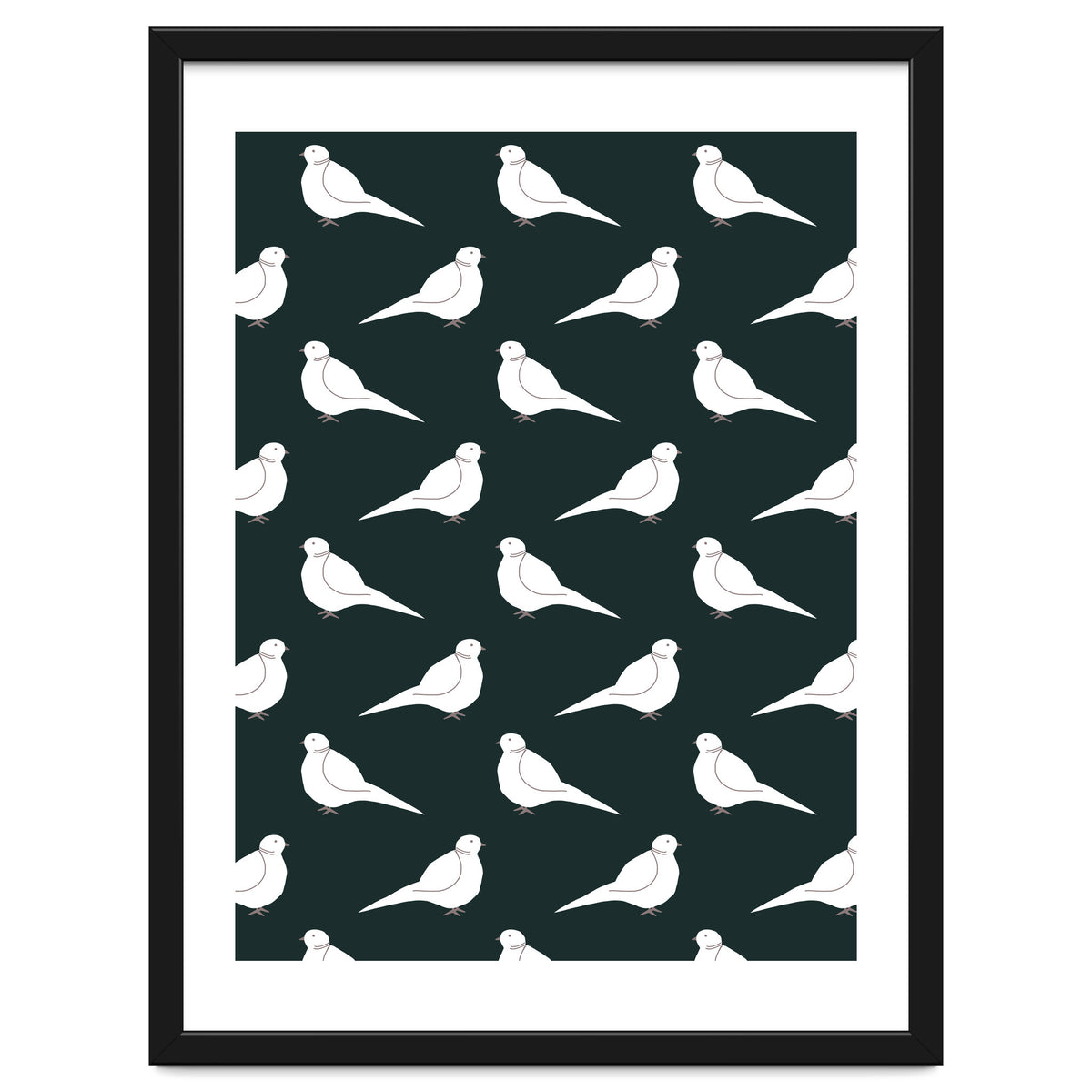 White Bird Pattern On Black