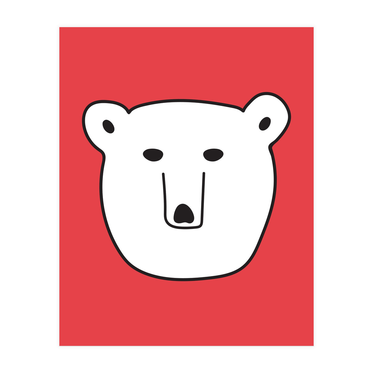 Polar Bear Portrait On a Red Background (Print Only)
