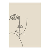 Looking Back : Moon Eyes, Abstract Face Line Art, Minimal Drawing Sketch People Scandinavian Neutral (Print Only) thumbnail