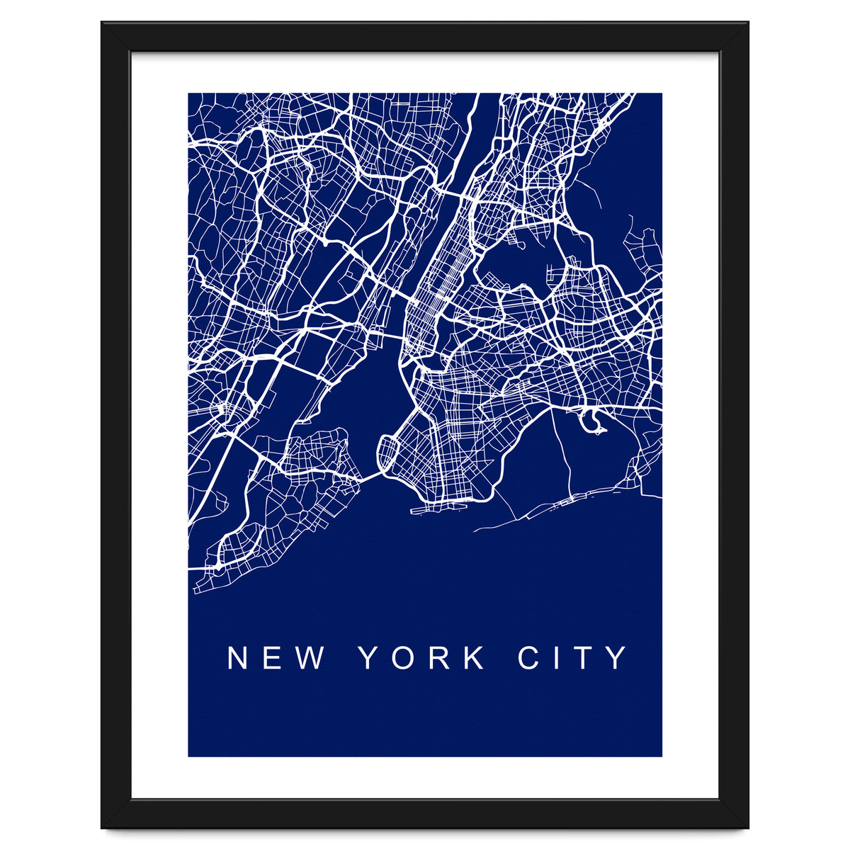 New York City Streets Blue Map