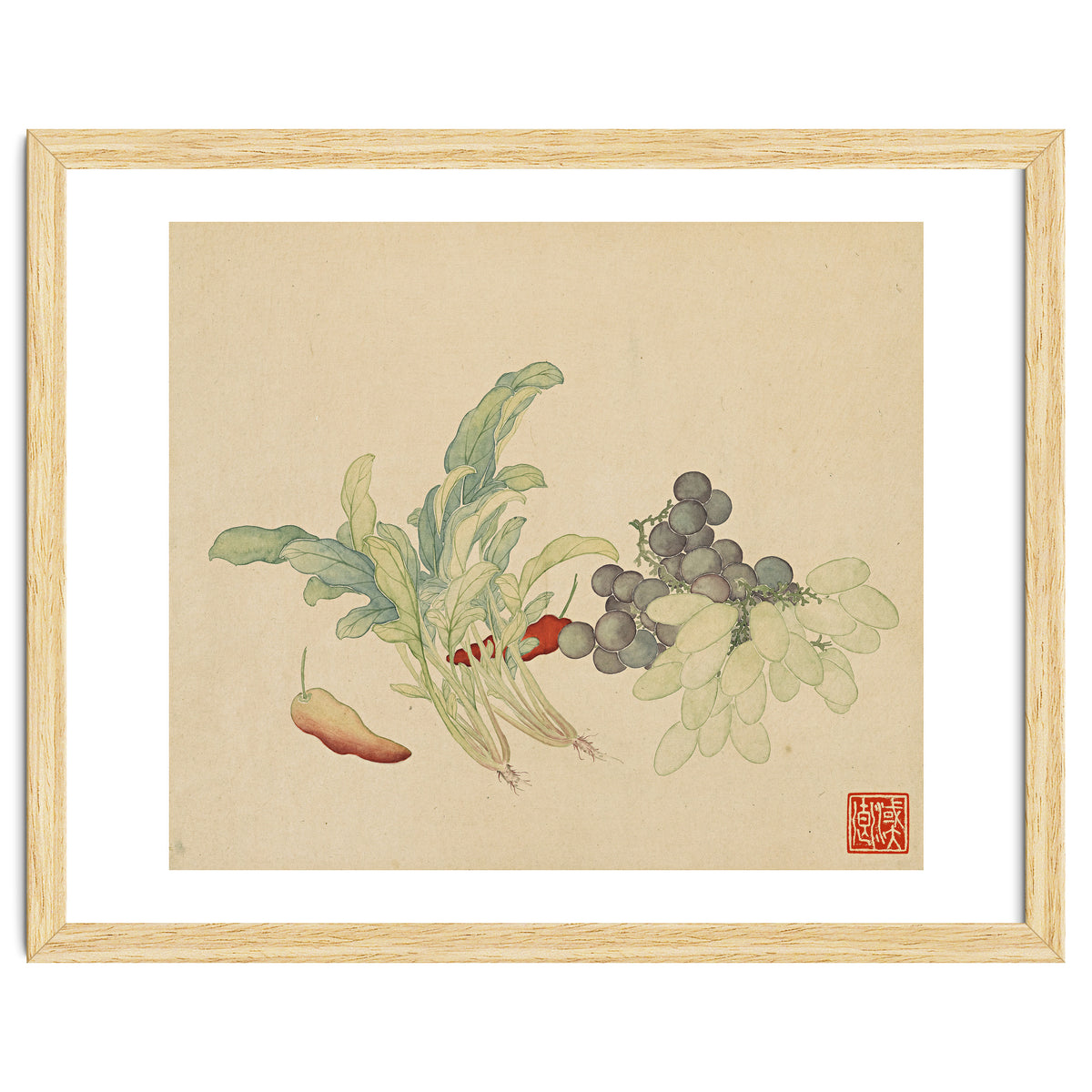 Wang Chengyu ~ Flowers And Vegetables, Vegetables, Fruits, Peppers, Millet Hot, Grapes, Spinach