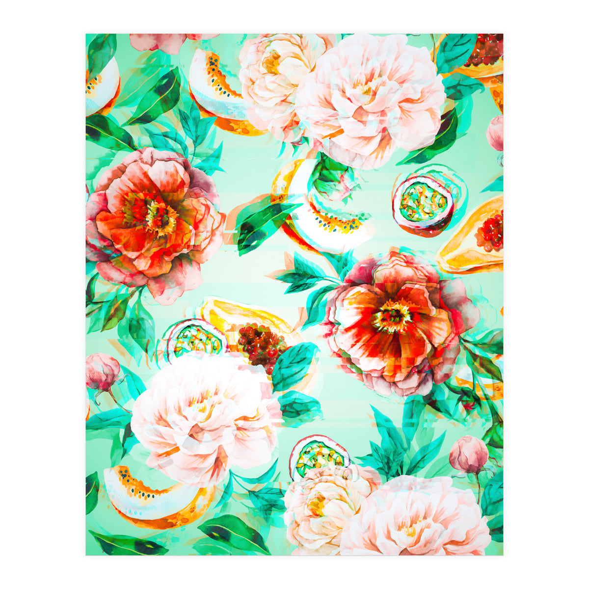 Tropical flowery fruit glitch  (Print Only)