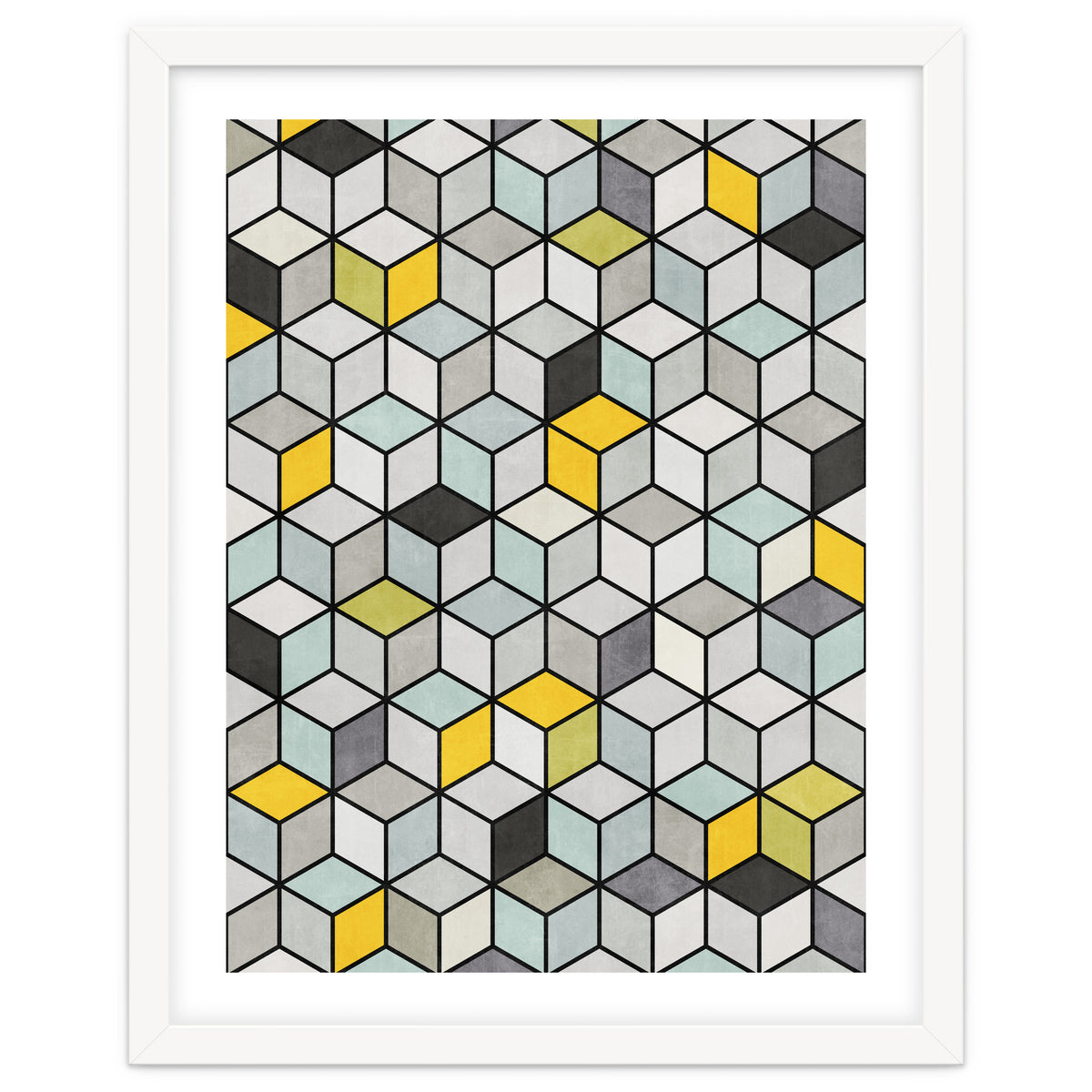 Colorful Concrete Cubes - Yellow, Blue, Grey