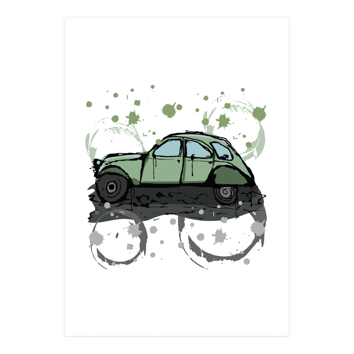 Green car sketch (Print Only)