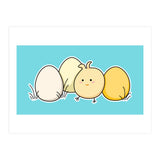 Kawaii Cute Chick And Eggs (Print Only) thumbnail