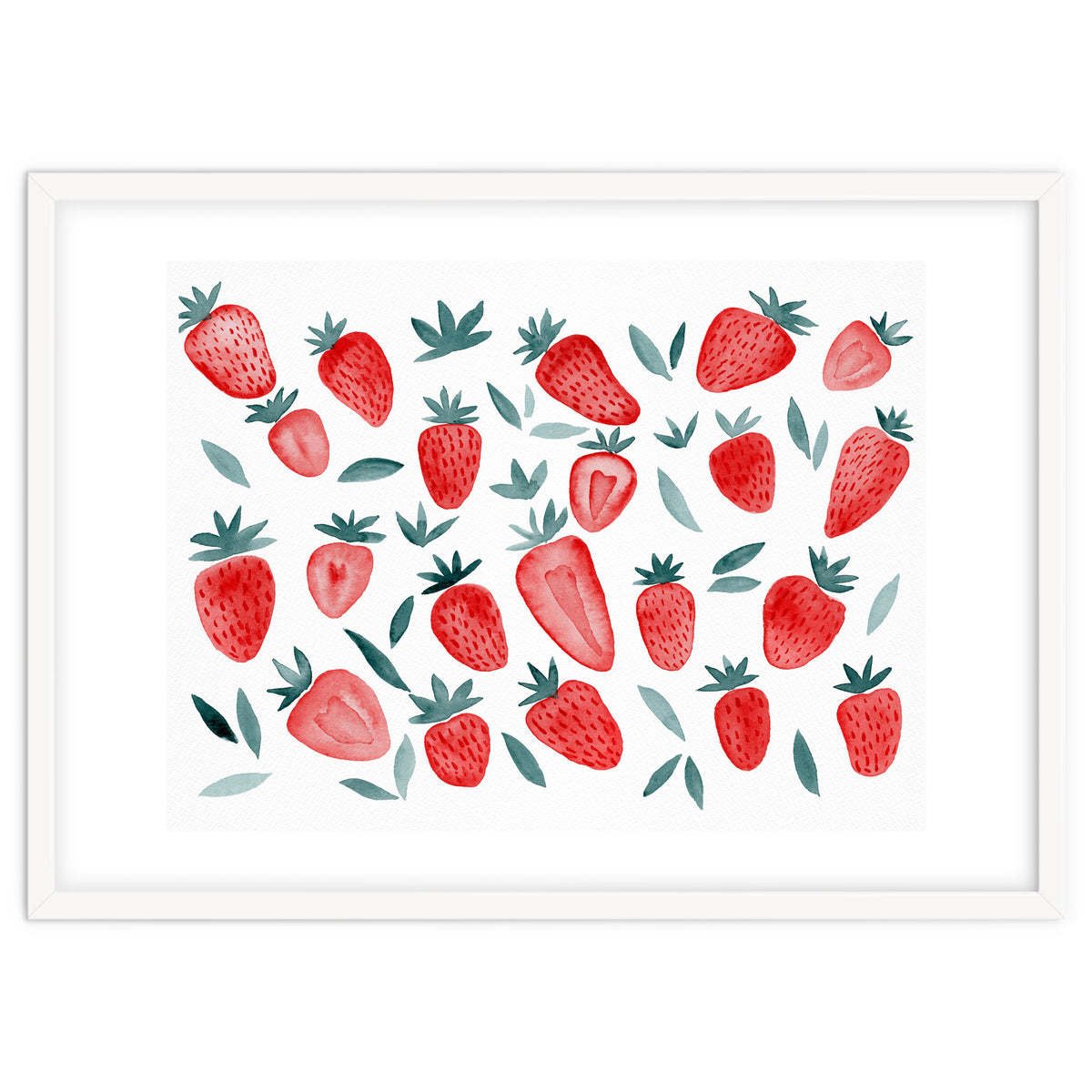 Strawberries - red and teal