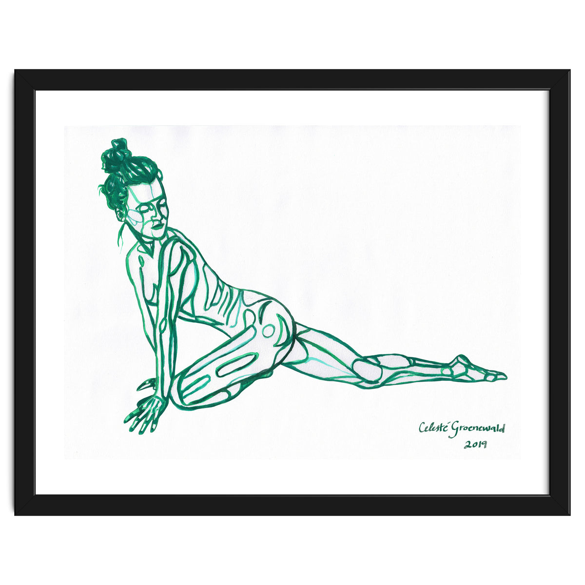 Pigeon Pose in Green