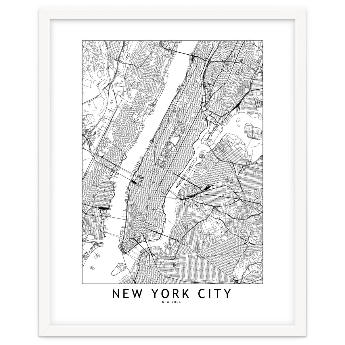 New York City White Map