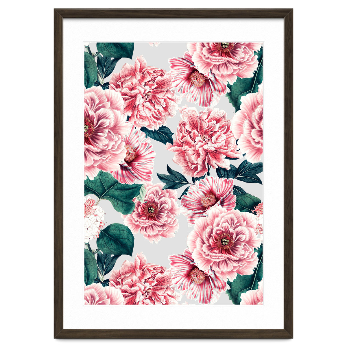 Pattern pink vintage peonies
