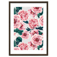 Pattern pink vintage peonies