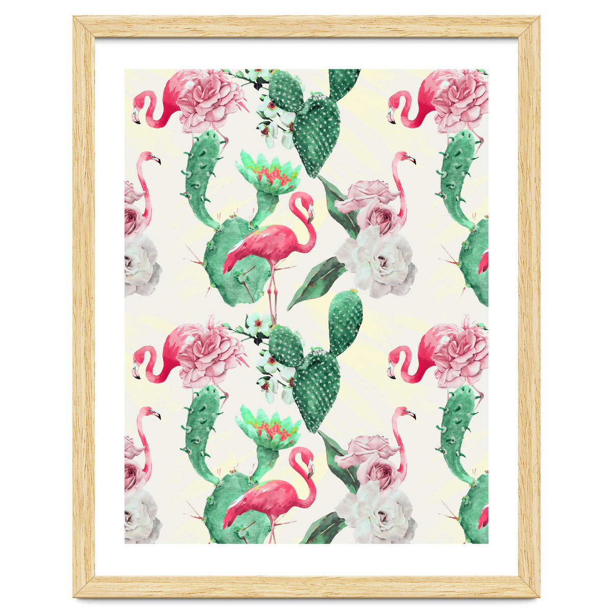 Flamingos, geometric and flowers