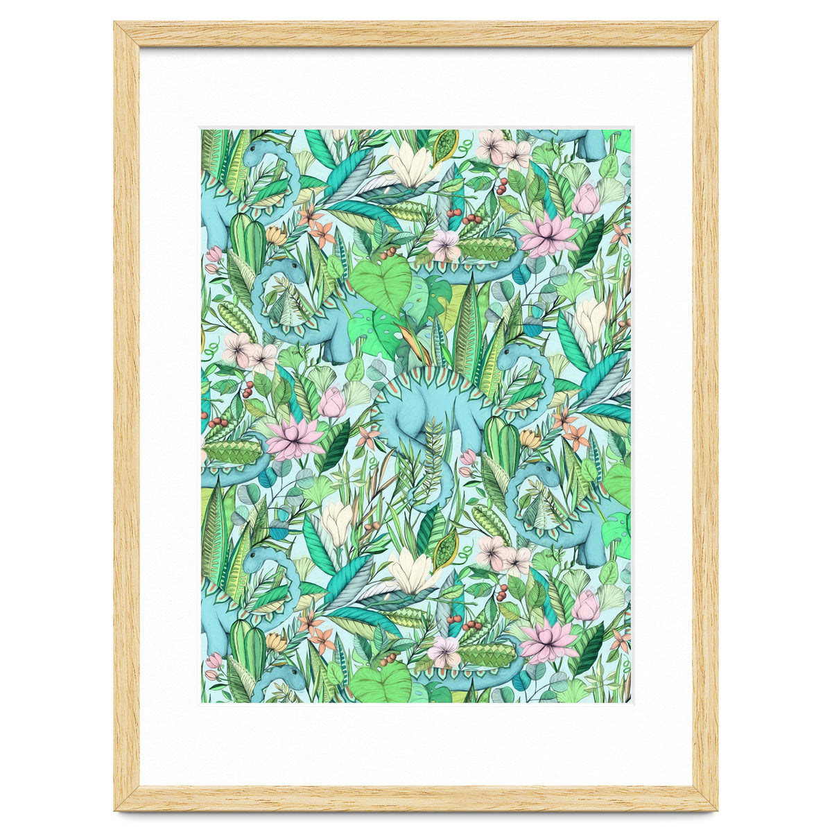 Improbable Botanical with Dinosaurs - soft pastels