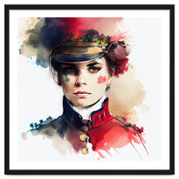 Watercolor Napoleonic Soldier Woman #3