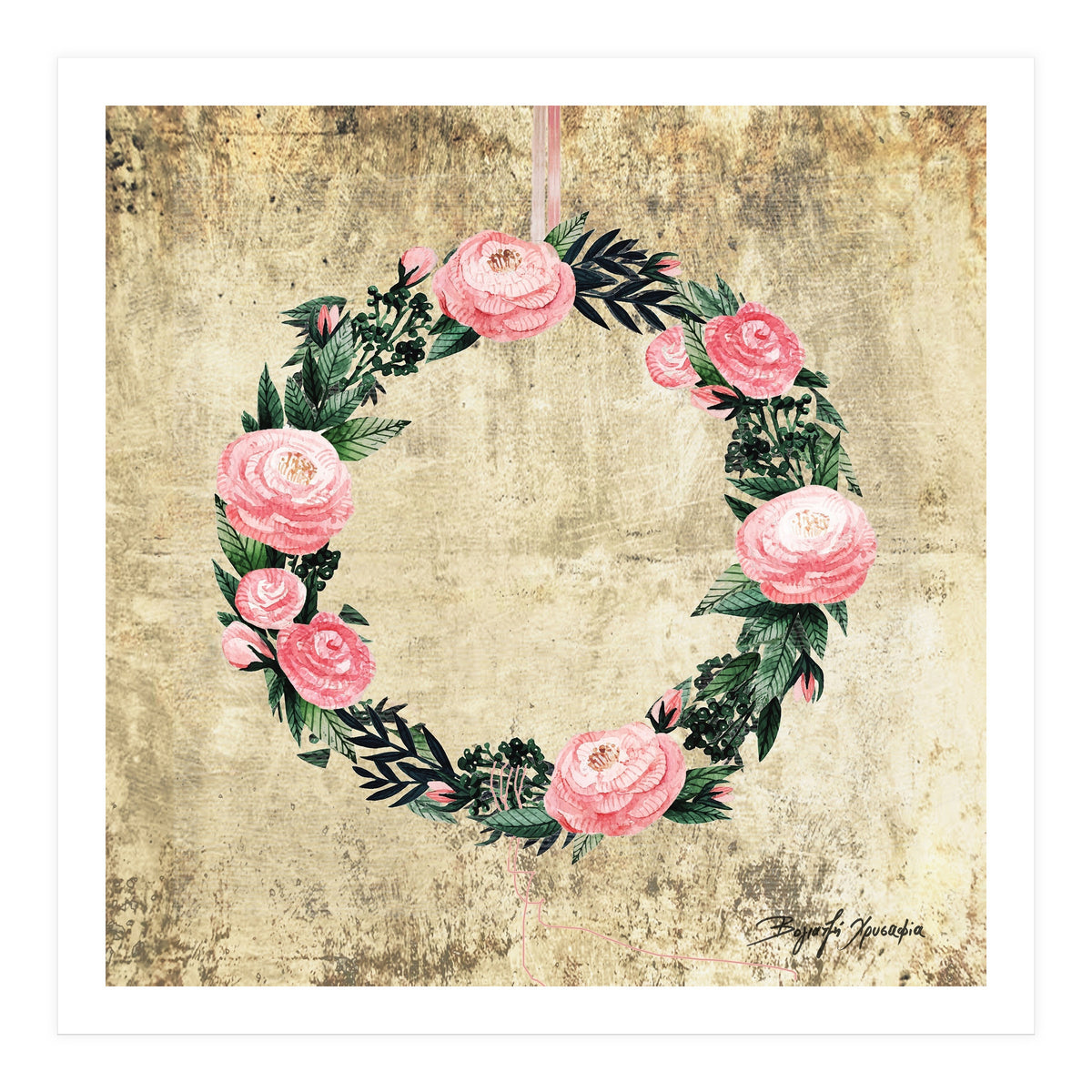 Wreath #Rose Flowers #Royal collection (Print Only)