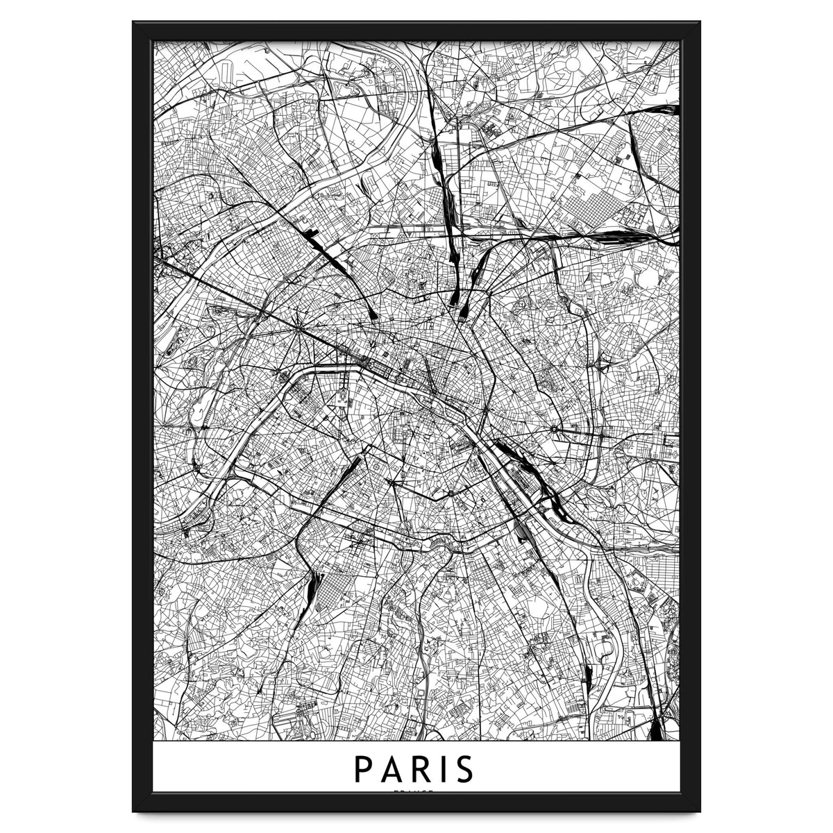 Paris White Map