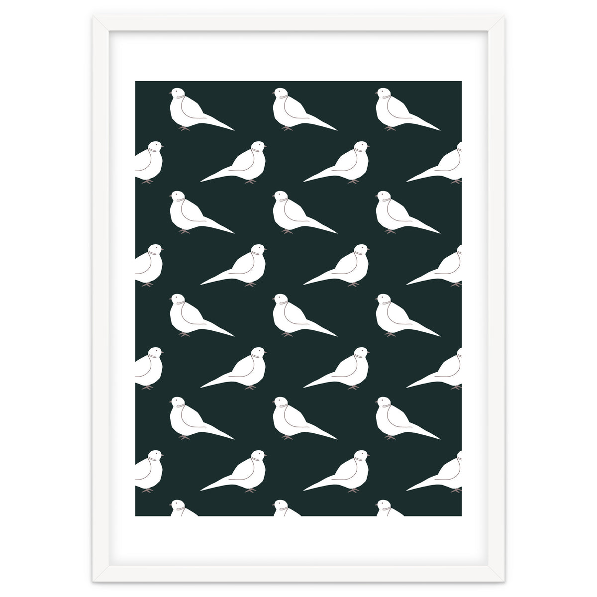 White Bird Pattern On Black