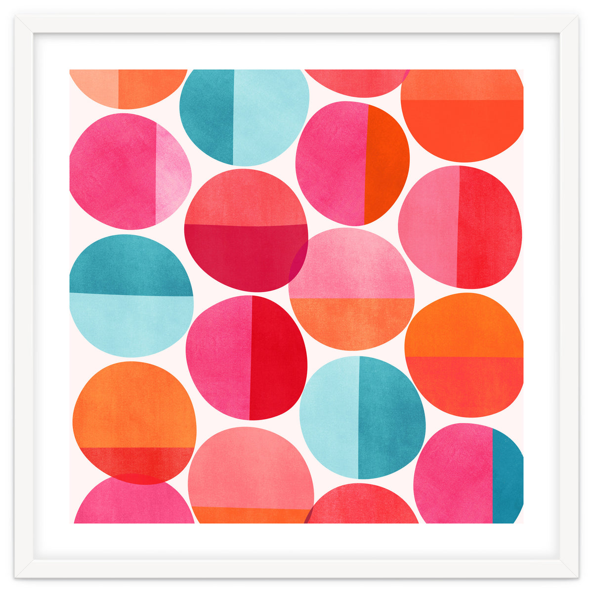 Mid Century Pink and Orange Dots