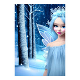 Cute 3d light blue Winter Fairy in the Forest (Print Only) thumbnail