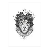 Floral Lion Bw (Print Only) thumbnail