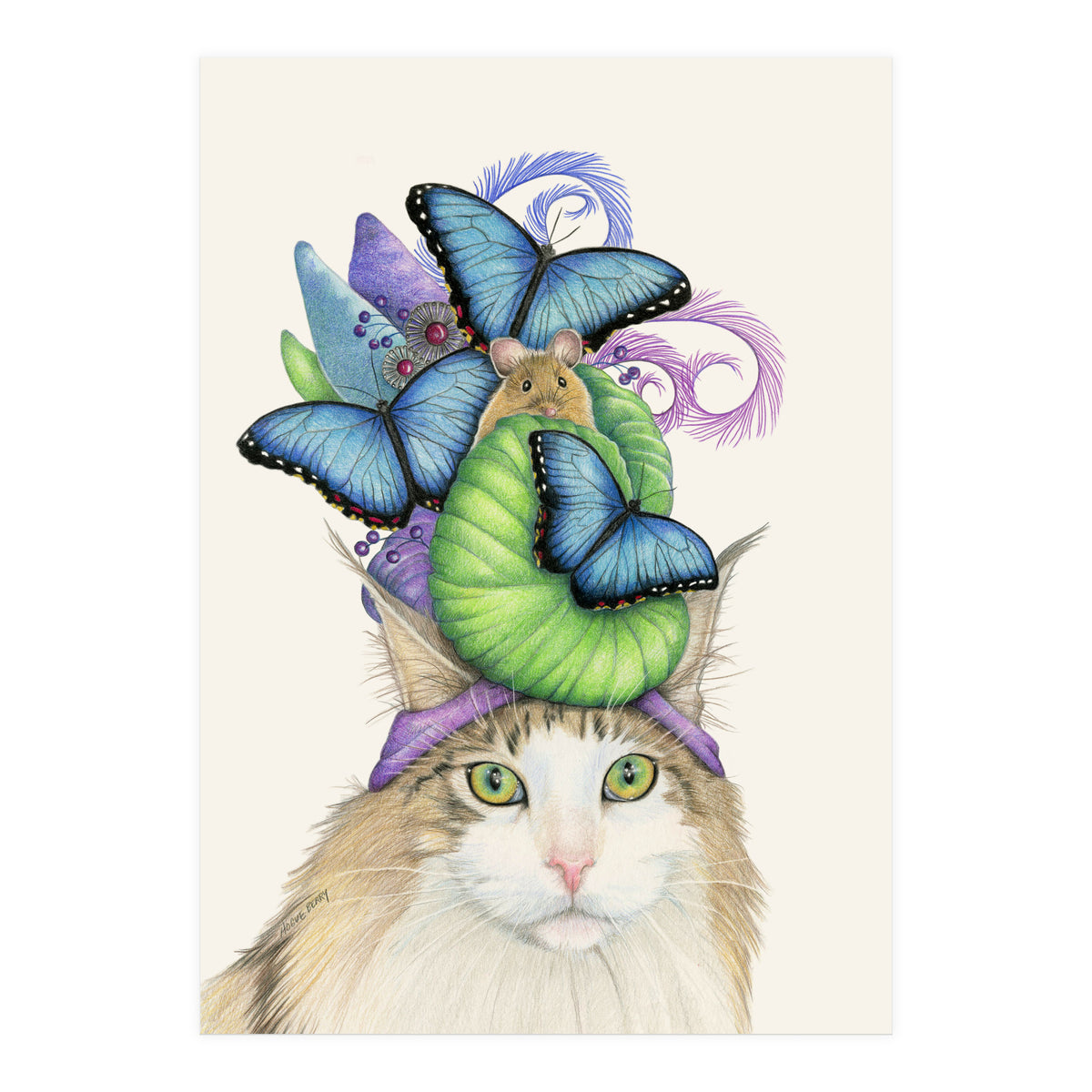 Bluehatcatbright (Print Only)