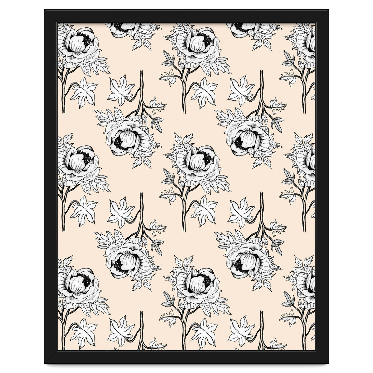 Drawing pattern of roses to pencil on beige