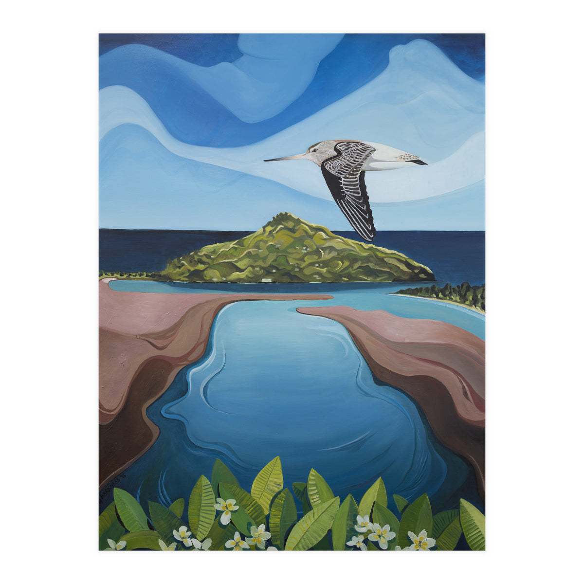 Godwit Over Paku (Print Only)