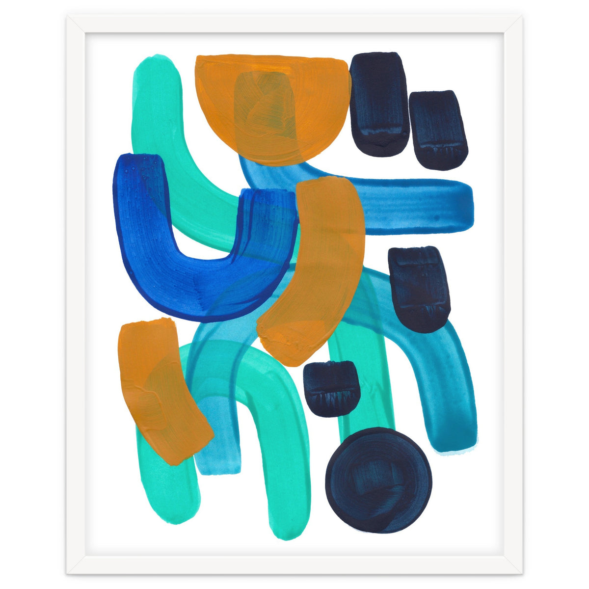 Fun Colorful Blue Turquoise Shape Yellow Accent